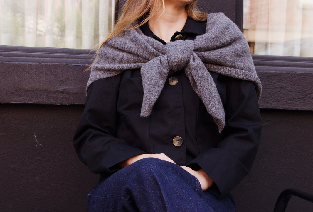 Knit Wrap Scarf - Dark Gray