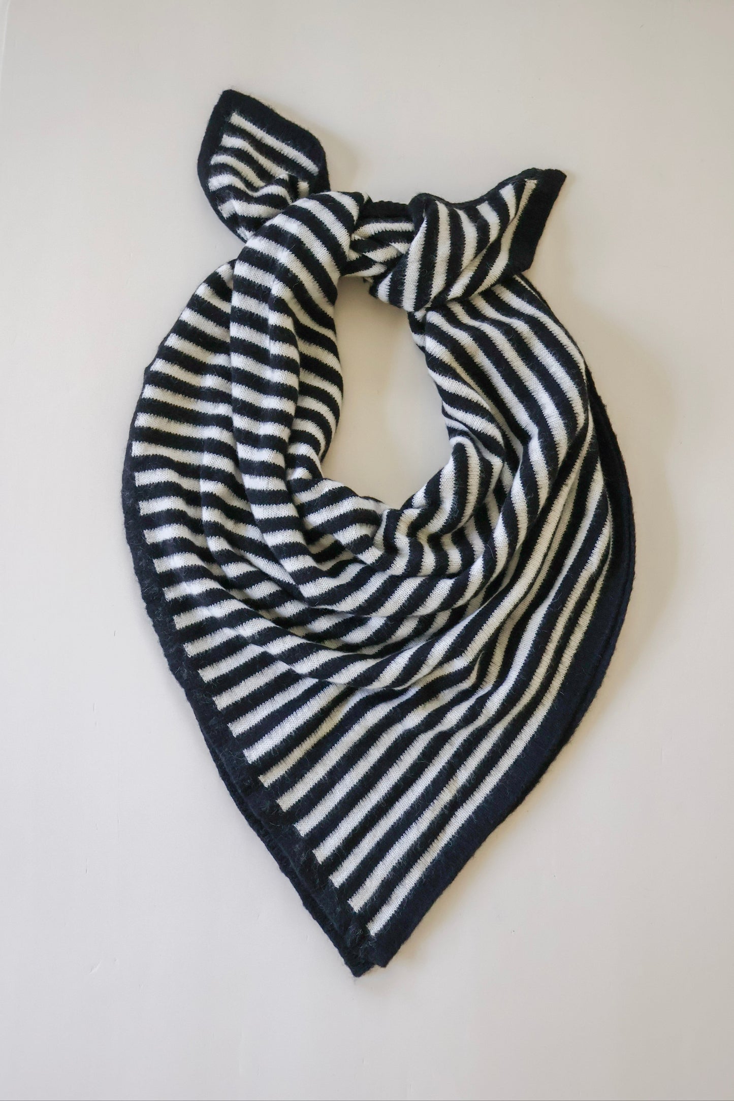 Knit Square Scarf - Black and Cream Stripe